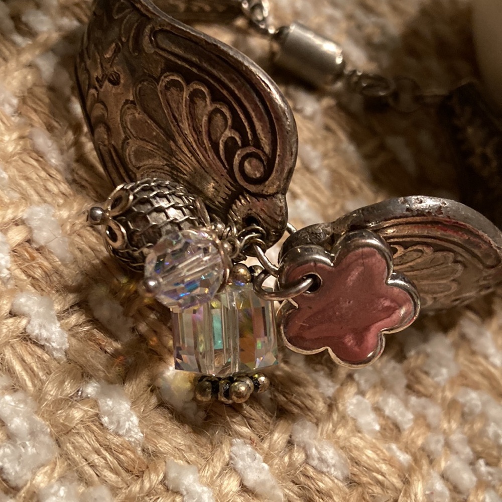 Vintage Silver tone Bracelet with Crystal Accents - Picture 2 of 7